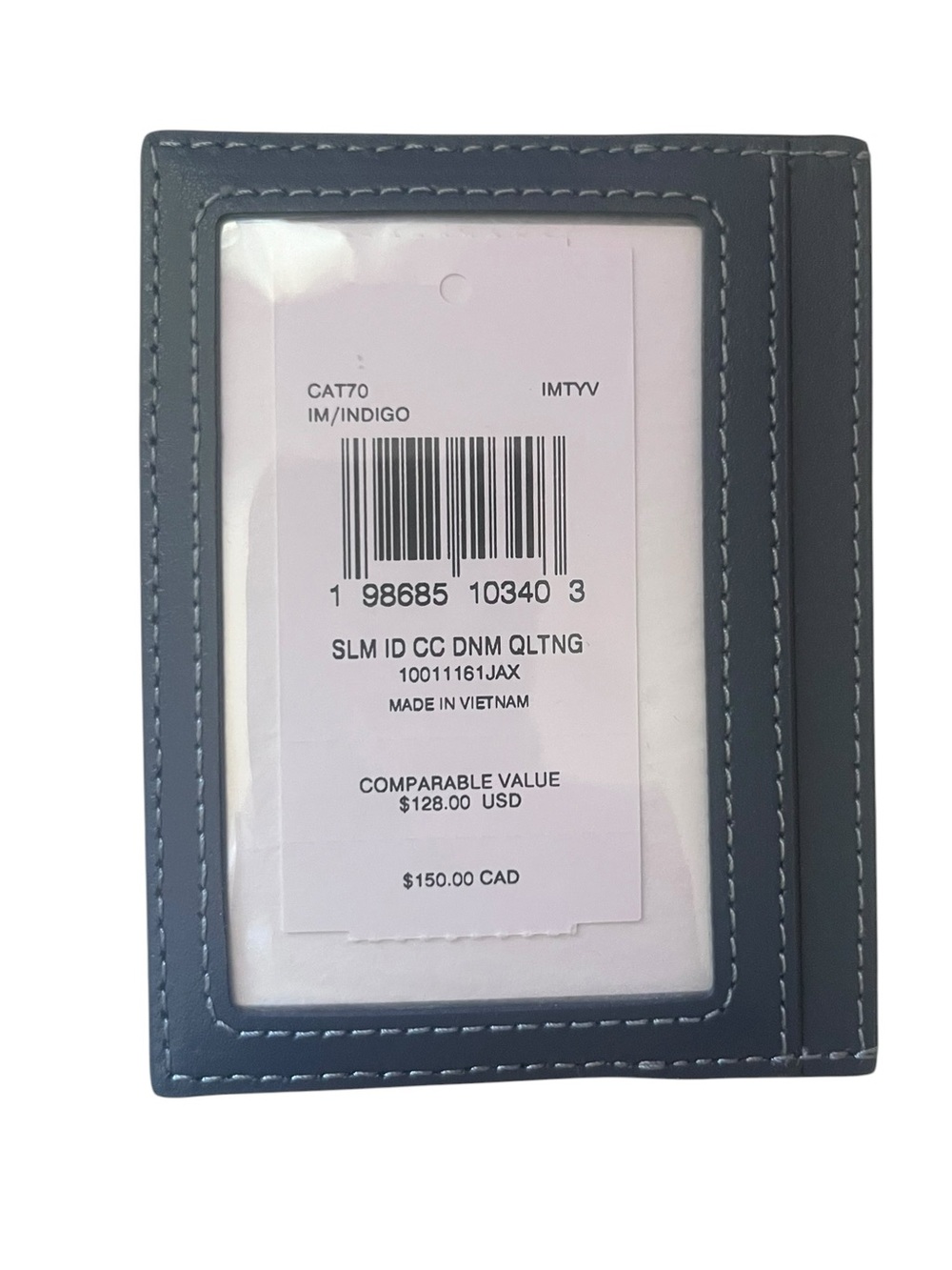 NWT Coach Quilted Denim Card Holder in Indigo Blue - Picture 3 of 3
